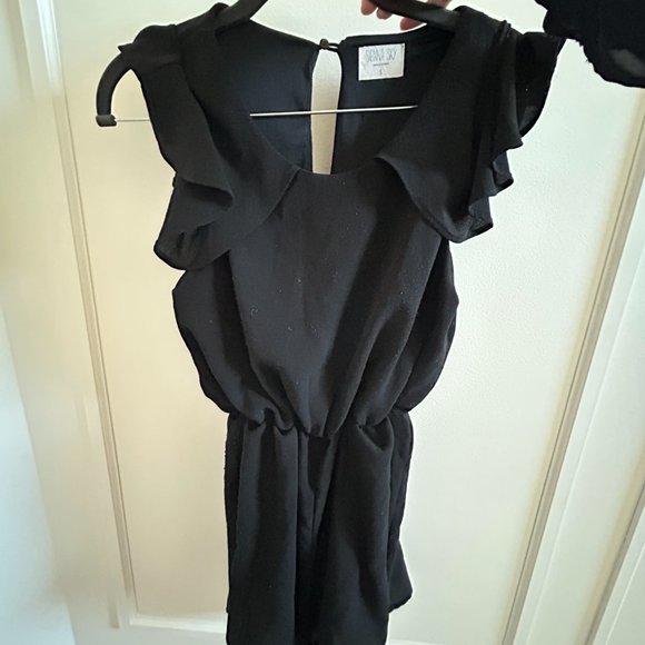 COPY - SIENNA SKY • Ruffle Black Romper Jumpsuit in size Small - Picture 1 of 2